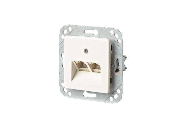 Metz Anschlussdose IAE Design 2x8(4) UPK Cat3 m. Schraubklemme rw 130040112-I Install.Baumaterial