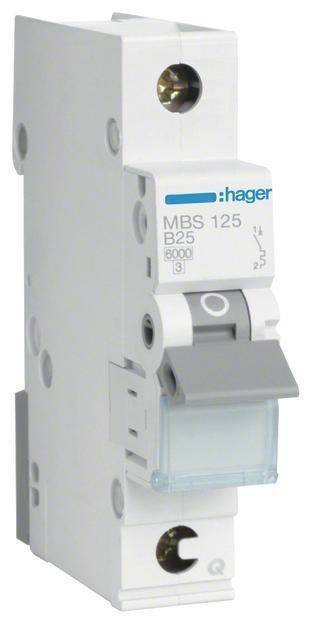 Hager Leitungsschutzschalter MBS125 1polig 6kA B-25A QuickConnect 1M Install.Baumaterial