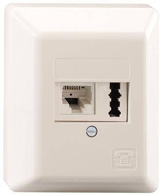 RB Kombi Anschlussdose 133 111 01 IAE/UAE 8(6)-TAE 6F+N AP reinweiss Install.Baumaterial