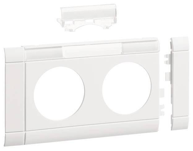 Hager Blende 2fach Steckdose GB080219016 hfr OT80mm beschriftbar verkehrsweiÃŸ Install.Baumaterial