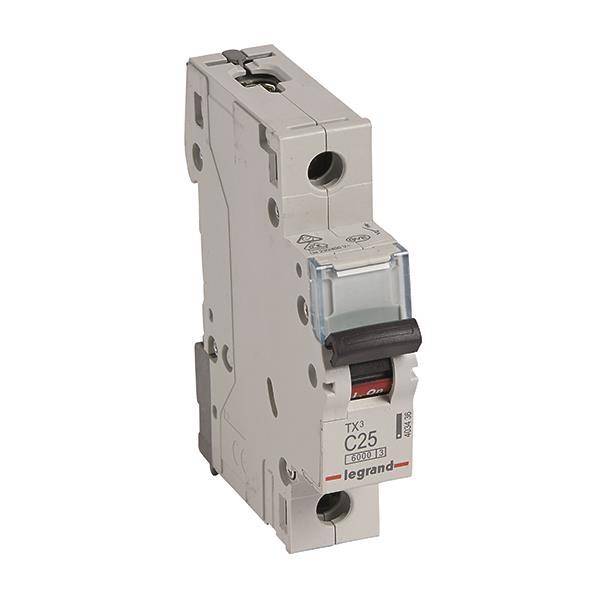 Legrand 403436 TX3 LS-Schalter C 25A 1-polig 6kA 230/400VAC 1TE Install.Baumaterial