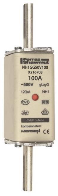 Mersen 1B163.000000 NH1 100A gG 500V NH-Sicherung sfü spannungsführend Install.Baumaterial