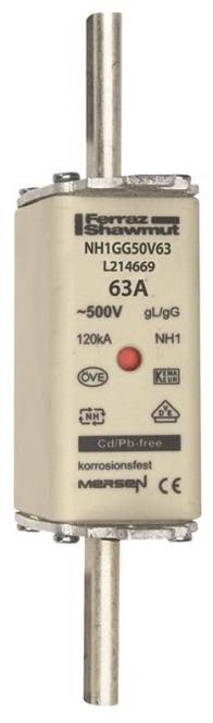 Mersen 1B155.000000 NH1 63A gG 500V NH-Sicherung sfü spannungsführend Install.Baumaterial
