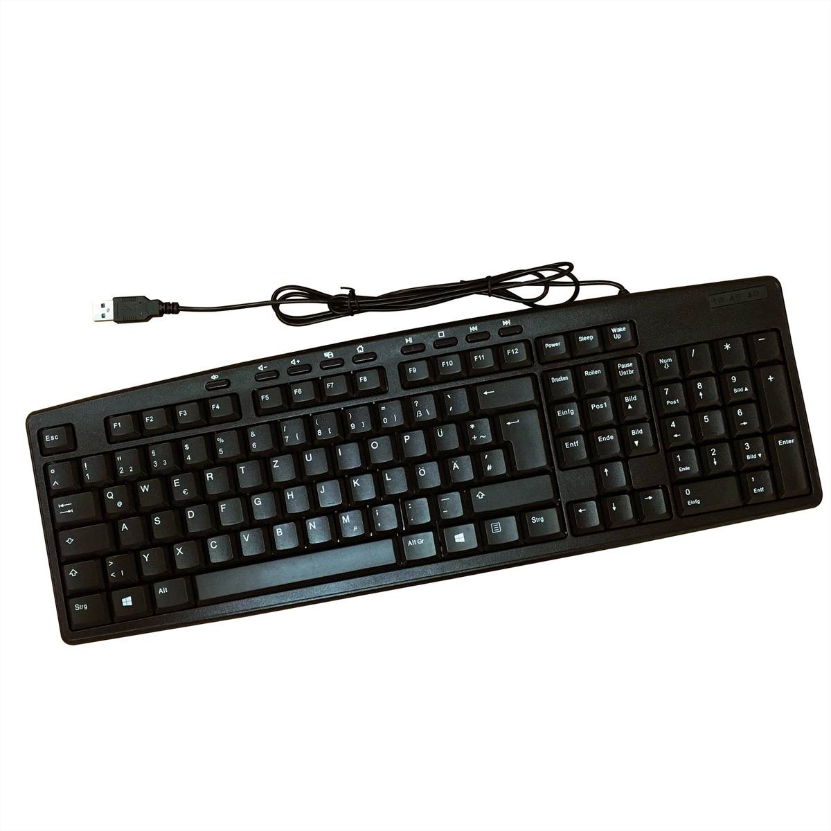 ROLINE Multimedia Tastatur, USB, schwarz Tastaturen/Desktops Tastatur