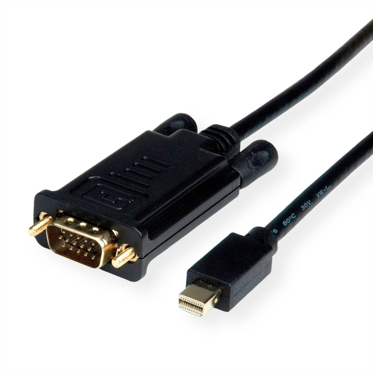 VALUE Kabel Mini DisplayPort-VGA, DP ST - VGA ST, schwarz, 1,5 m Video-Kabel DisplayPort-VGA Adapter