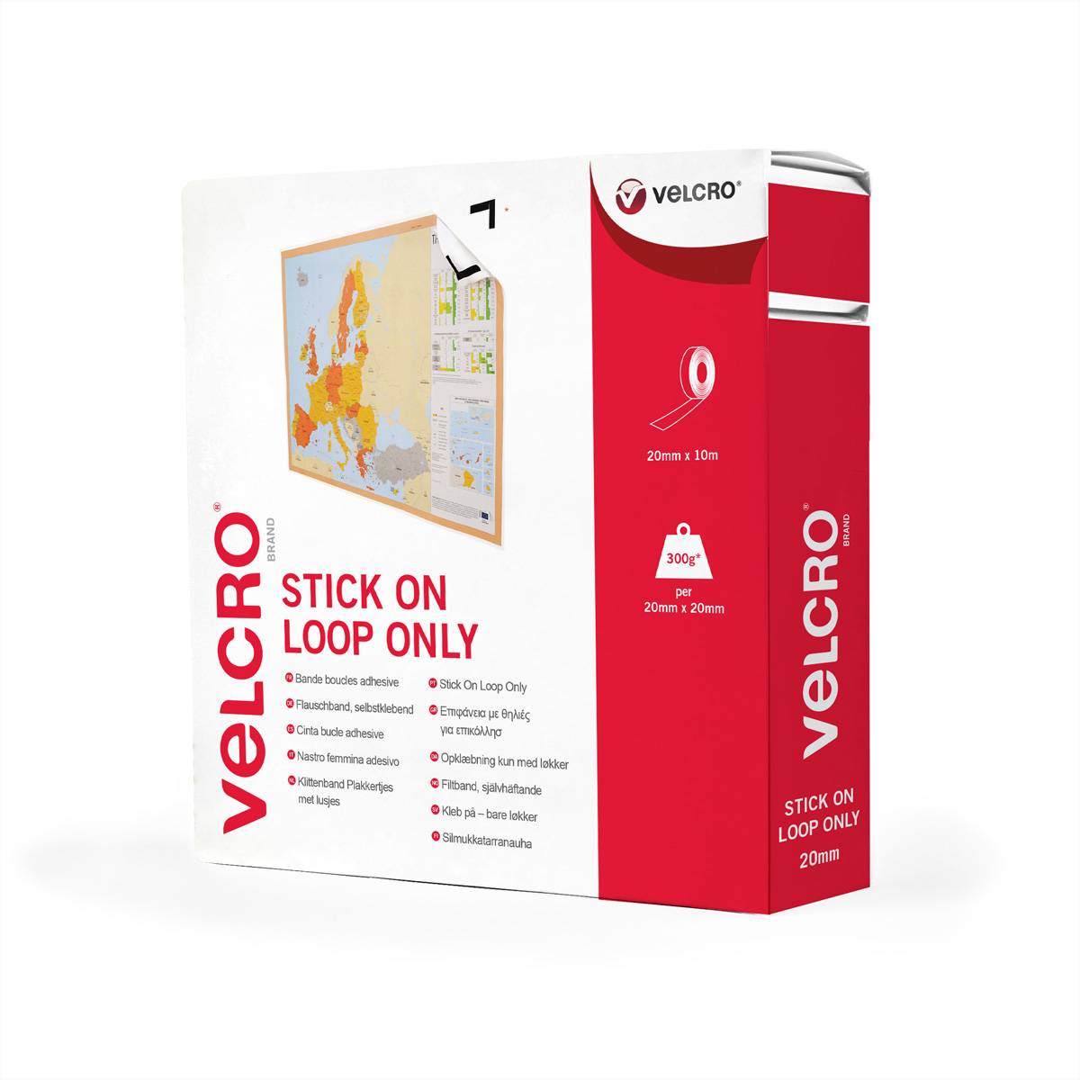 VELCRO® Klettband Selbstklebend Nur Flausch, 20mm x 10m Weiß Installation / Reinigung und