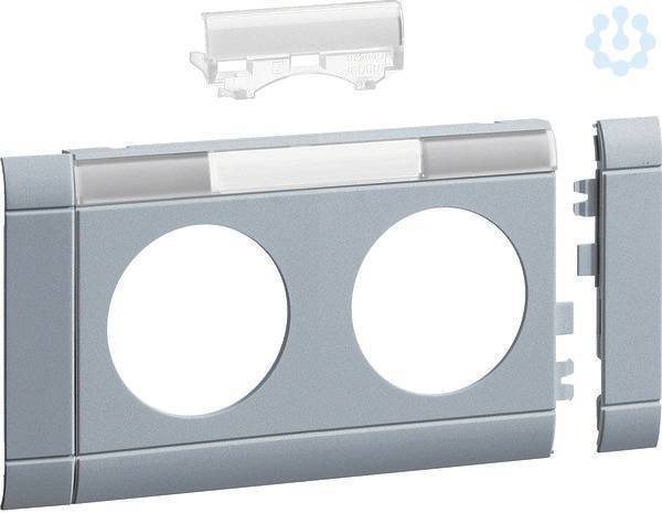 Hager Blende 2fach Steckdose GB08021LAN hfr OT80mm beschriftbar Alu Install.Baumaterial