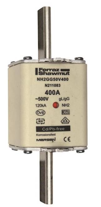 Mersen 1B283.000000 NH2 400A gG 500V NH-Sicherung sfü spannungsführend Install.Baumaterial
