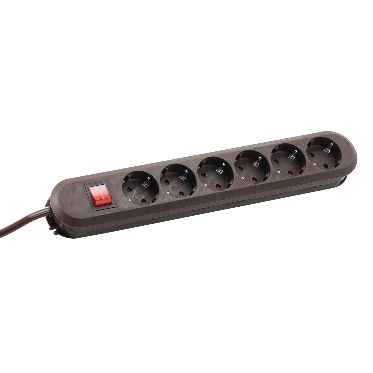 BACHMANN SMART Steckdosenleiste 6x CEE7/3, braun, mit Schalter Steckdosenleisten