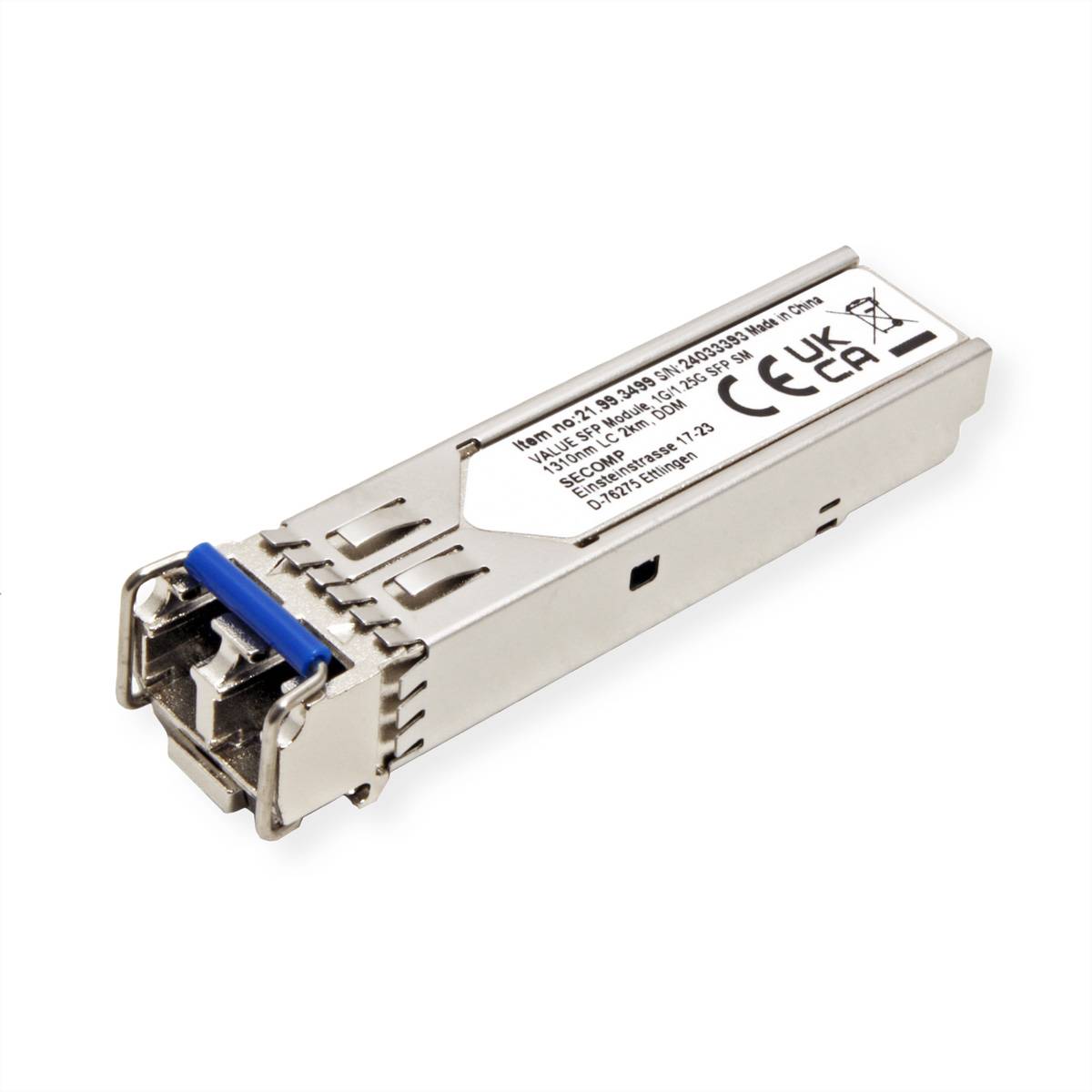 VALUE SFP Modul (MiniGBIC) LX/LC, 1/1,25G, Single Mode 1310nm, max. 2km Netzwerk-Switches