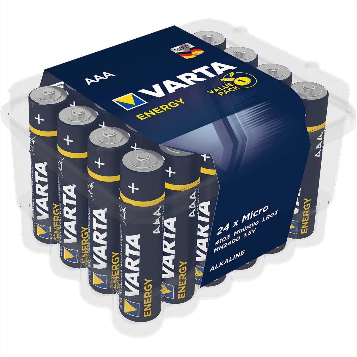 VARTA Batterie Micro AAA, AM-4, LR 03, 1,5V, 24er Pack Batterien/Akkus Alkaline Rundzellen, AAA