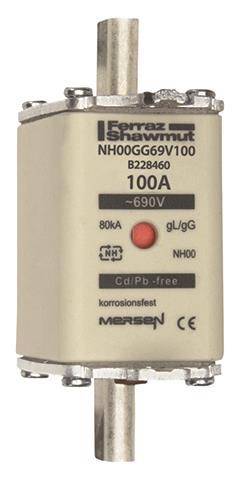 Mersen 1C763.000000 NH00 100A gG 690V NH-Sicherung sfü spannungsführend Install.Baumaterial