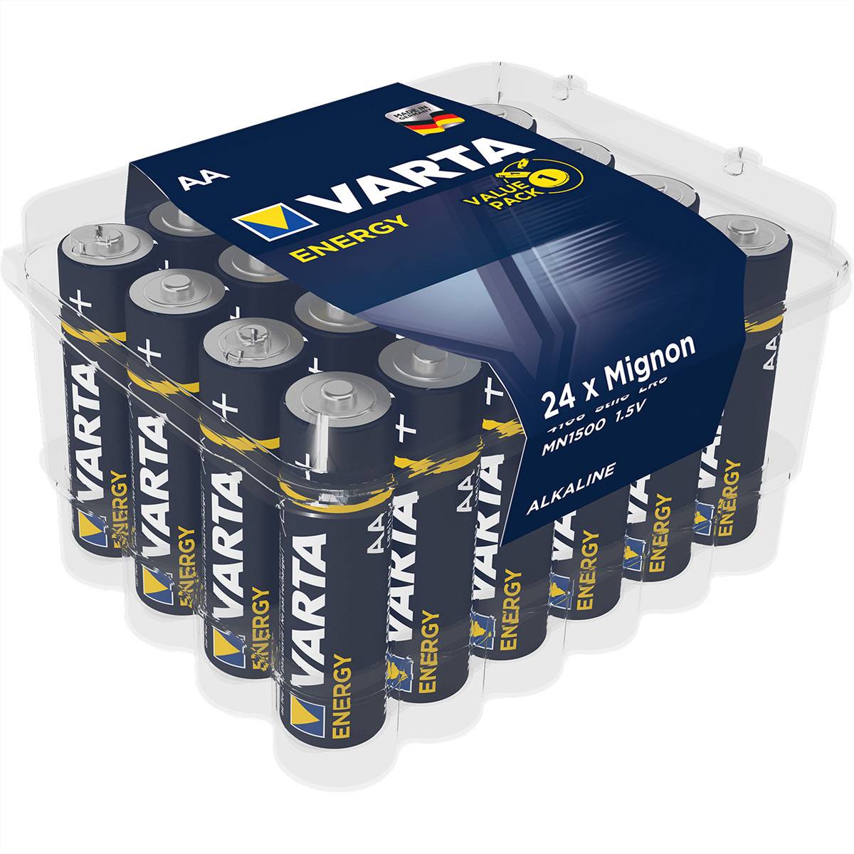 VARTA Batterie Mignon AA, AM-3, LR 06, 1,5V, 24er Pack Batterien/Akkus Alkaline Rundzellen, AA