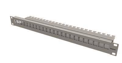 EasyLan fixLink Panel 19 24 Port leer Tief 155mm RAL 7035 Keystone Install.Baumaterial