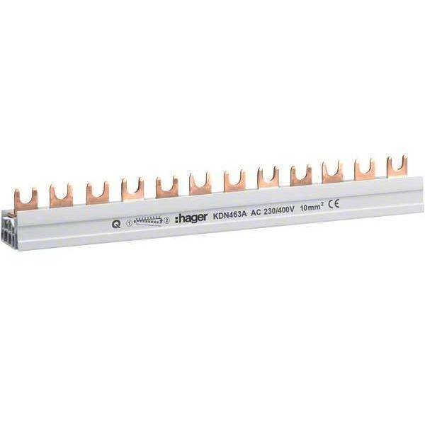 Hager Phasenschiene 4polig KDN463A Gabelanschluss 10qmm 63A 12 Module Install.Baumaterial