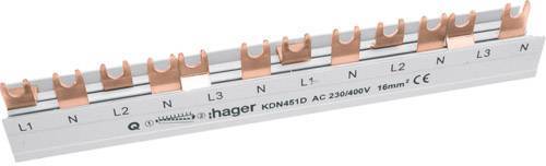 Hager Phasenschiene 3+N-polig KDN451D Gabelanschluss 16qmm 80A 12 Module Install.Baumaterial