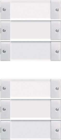 Zwei weiße rechteckige, an der Wand montierte Papierhandtuchspender, jeweils mit einer sichtbaren Metallhalterung auf beiden Seiten, sind vertikal ausgerichtet.