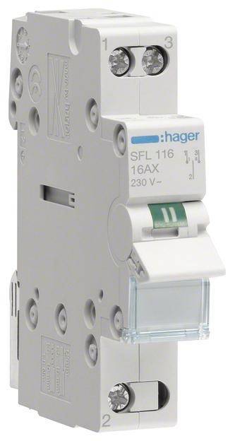 Hager Wechselschalter 16A SFL116 1Wechsler 230VAC 1PLE Install.Baumaterial ZÃ¤hlerschr./Verteilg