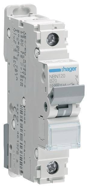Hager Leitungsschutzschalter NBN120 1polig 10kA/15kA B-20A 1M Install.Baumaterial
