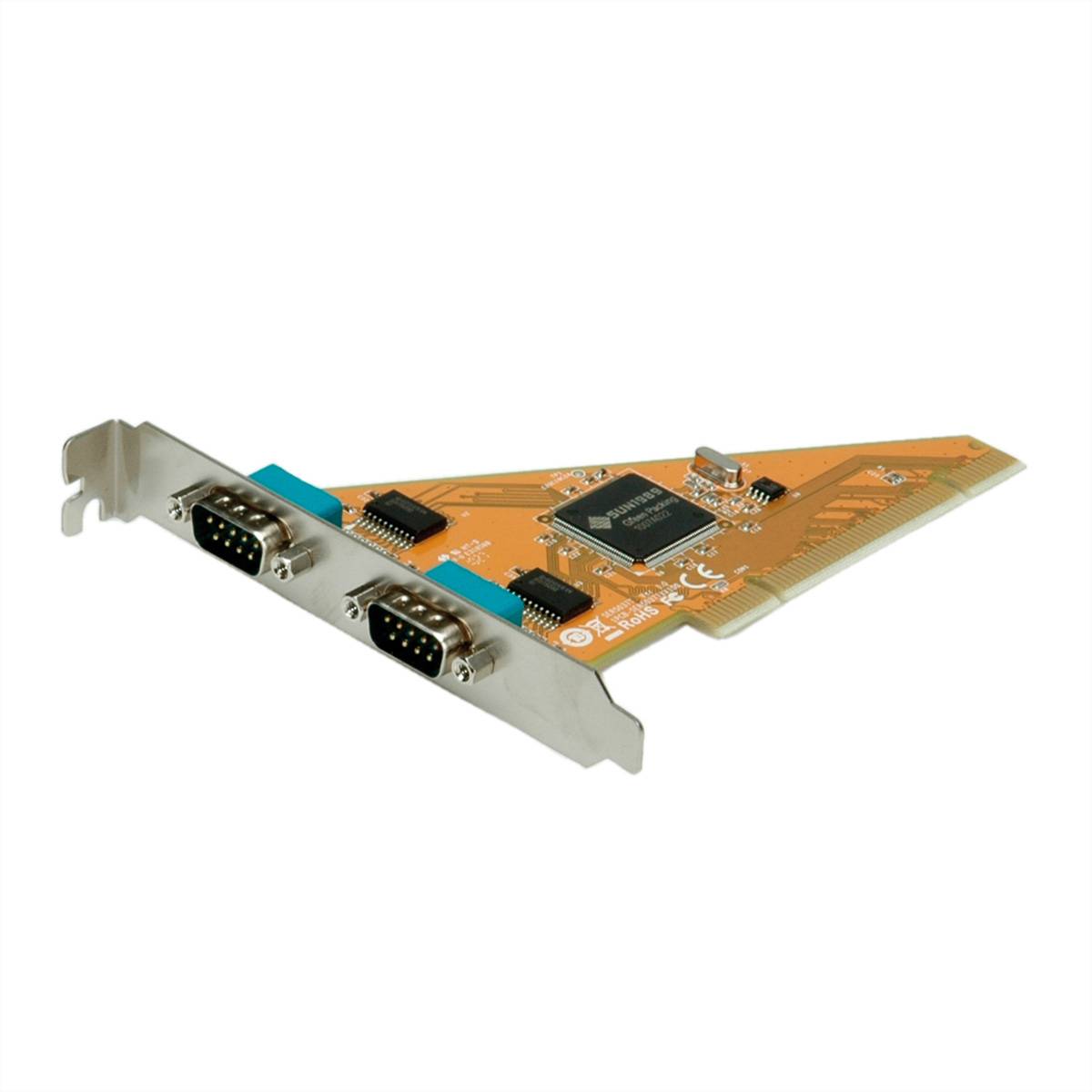 VALUE PCI-Karte, Seriell RS232, D-Sub 9, 2 Ports Schnittstellenkarten PCI-Adapterkarte