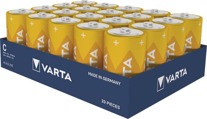 VARTA Longlife Extra Baby 1,5V 4114 Kartonware / Tray (Inhalt 20 Stück) Install.Baumaterial