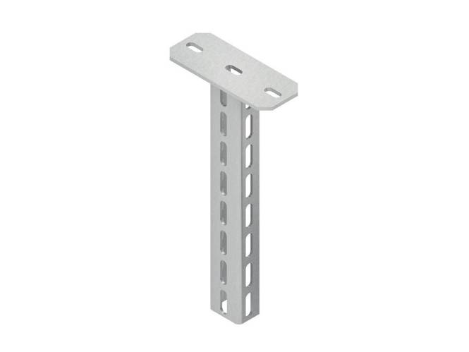 Metall-T-Winkel mit durchbrochener Ausführung, mit mehreren Schlitzen für vielfältige Montagemöglichkeiten.
