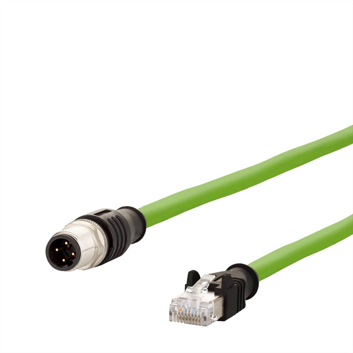 METZ CONNECT Verbindungsleitung M12 ST-RJ45 ST, 4-pol D-kodiert, gerade-gerade, Schleppkette, 2 m
