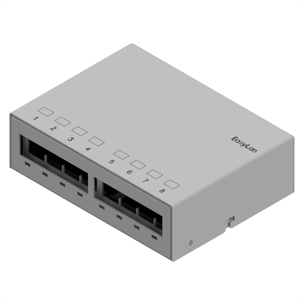 EasyLan preLink / fixLink Unterbaupanel, 8x Keystone, RAL7035 Netzwerk-Passivkomponenten