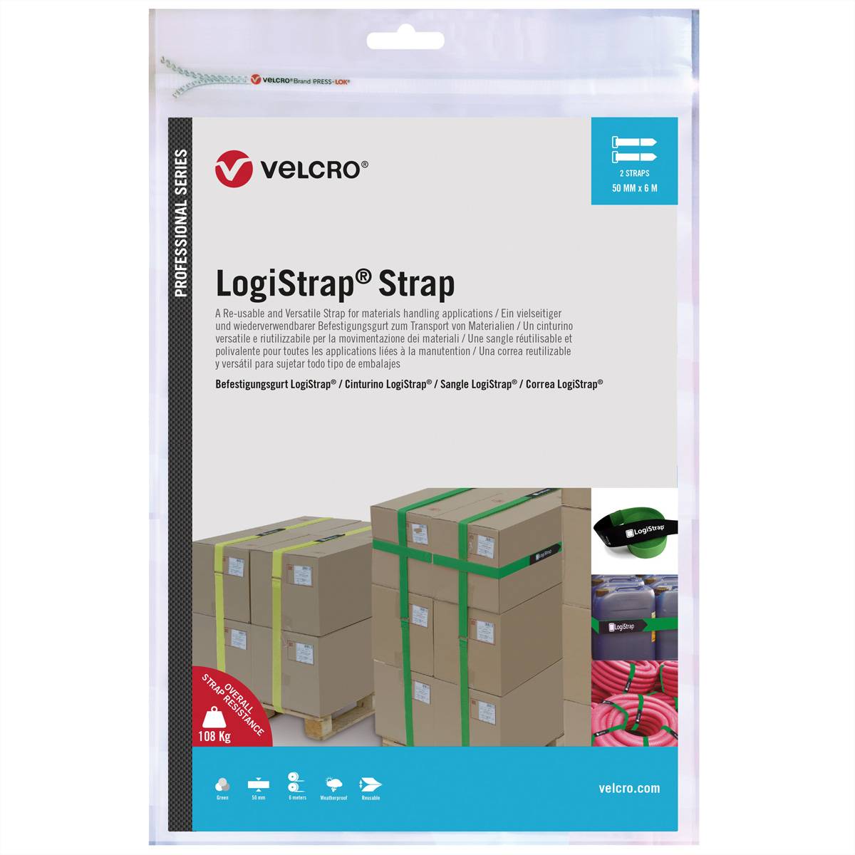 VELCRO® Logistrap® Strap 50mm x 6m Streifen 2 Stück, grün Installation / Reinigung Kennzeichnung