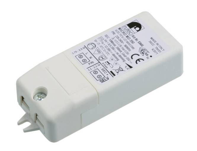 Rutec LED Konverter 350mA IP20 83445 3-9,8W dim Phasenabs. Aktiv PFC 102x21mm Techn.Licht/Wohnraum
