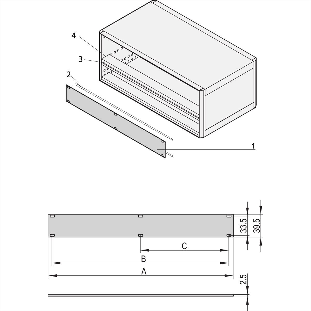 SCHROFF Frontplatten ungeschirmt - TEILFRONTPLATTE 1HE 84TE 19 Schränke &amp, Ausbauteile Propac