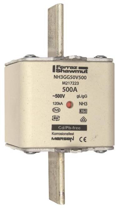 Mersen 1B387.000000 NH3 500A gG 500V NH-Sicherung sfü spannungsführend Install.Baumaterial
