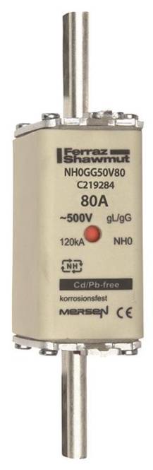Mersen 1B059.000000 NH0 80A gG 500V NH-Sicherung sfü spannungsführend (Inhalt 3 Stück)