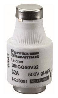 Mersen 00598.035800 DIII 32A gG schwarz D-Sicherung 500V/DIAZED (Inhalt 25 Stück)
