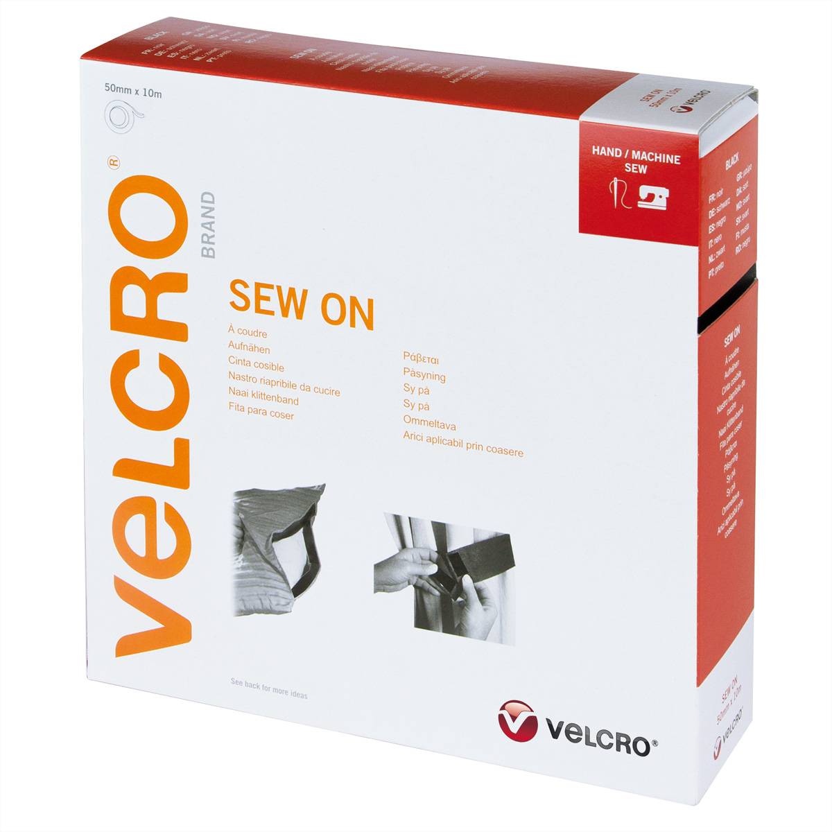 VELCROÂ® Klettband zum Aufnähen, Haken &amp, Flausch 50mm x 10m Schwarz Klettbänder / Kabelbinder