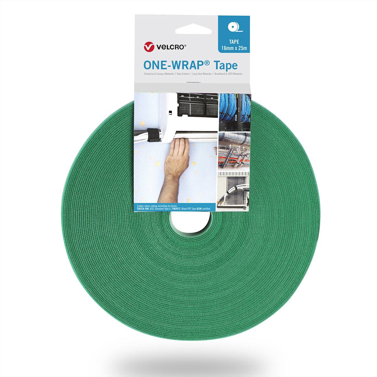 VELCRO® One Wrap® Band 16 mm breit, grün, 25 m Installation / Reinigung Kennzeichnung und