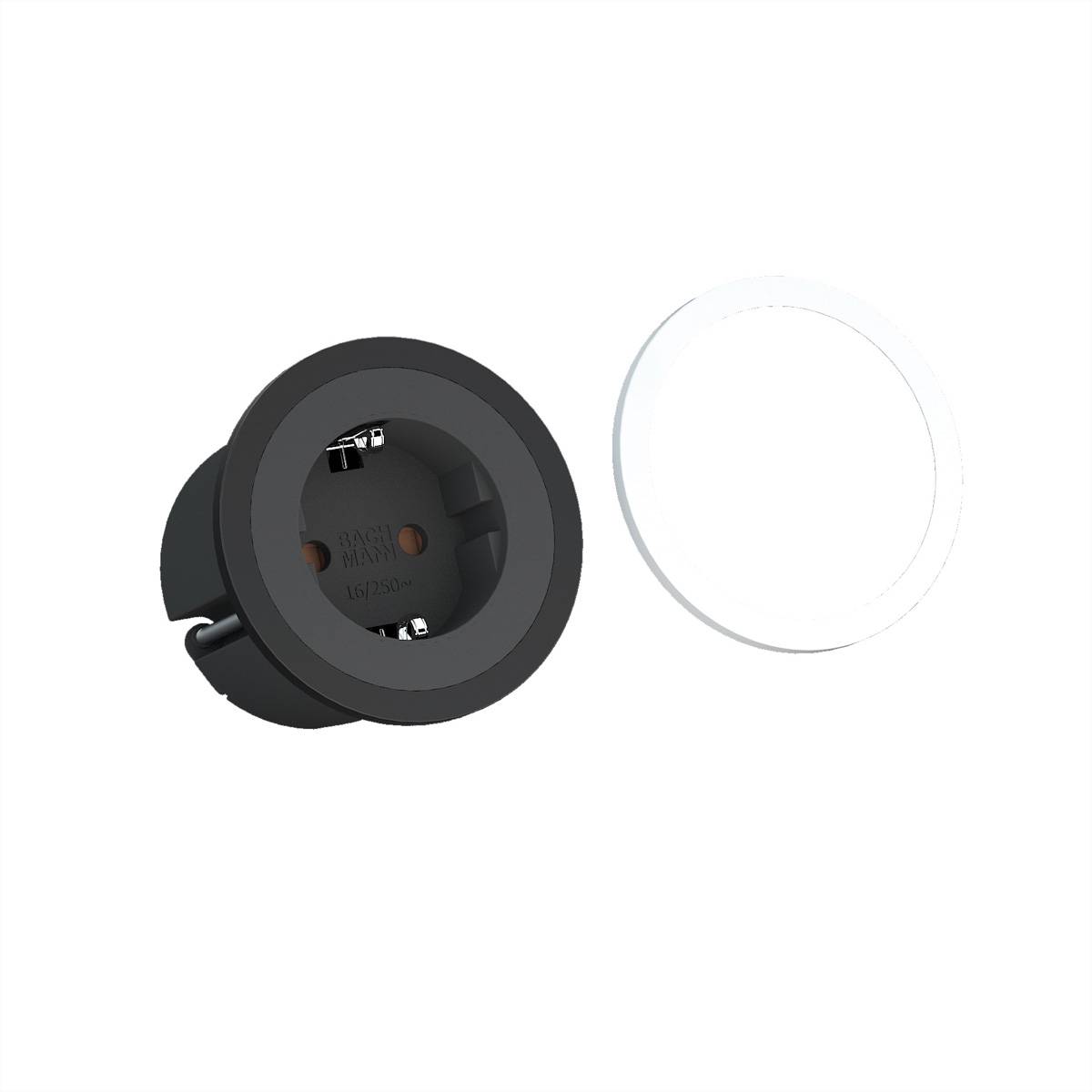 BACHMANN PIX 1x Schutzkontakt mit Zierringen in Weiß und Schwarz, GST-Kupplung Steckdosenleisten