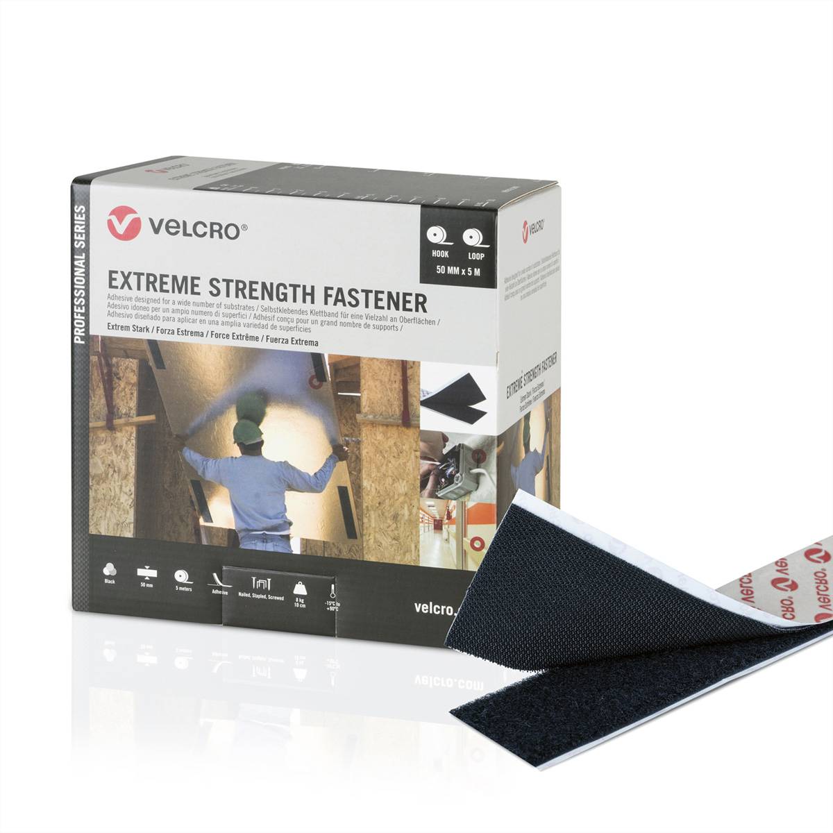 ® Extreme Strength Fastener 5m Hakenband 5m Flauschband, Haken &amp, Flausch 50mm schwarz /