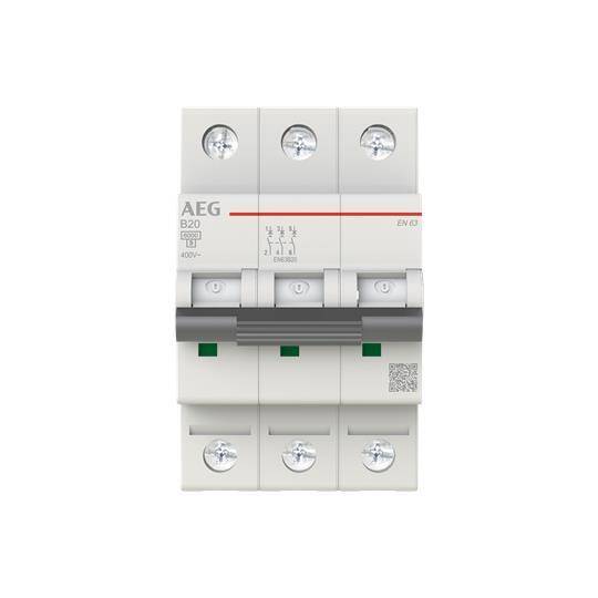AEG LS-Schalter B 20A EN63B20 3-polig 6kA 2CDS253088R0205 Install.Baumaterial Zählerschr./Verteilg