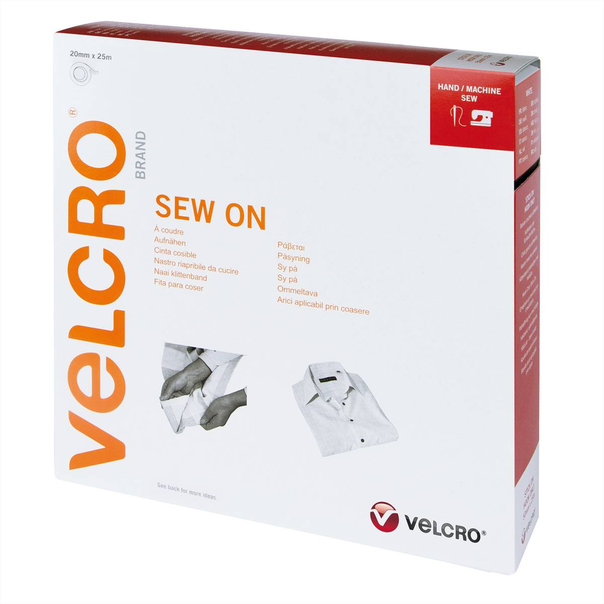 VELCROÂ® Klettband zum Aufnähen, Haken &amp, Flausch 20mm x 25m Weiß Klettbänder / Kabelbinder