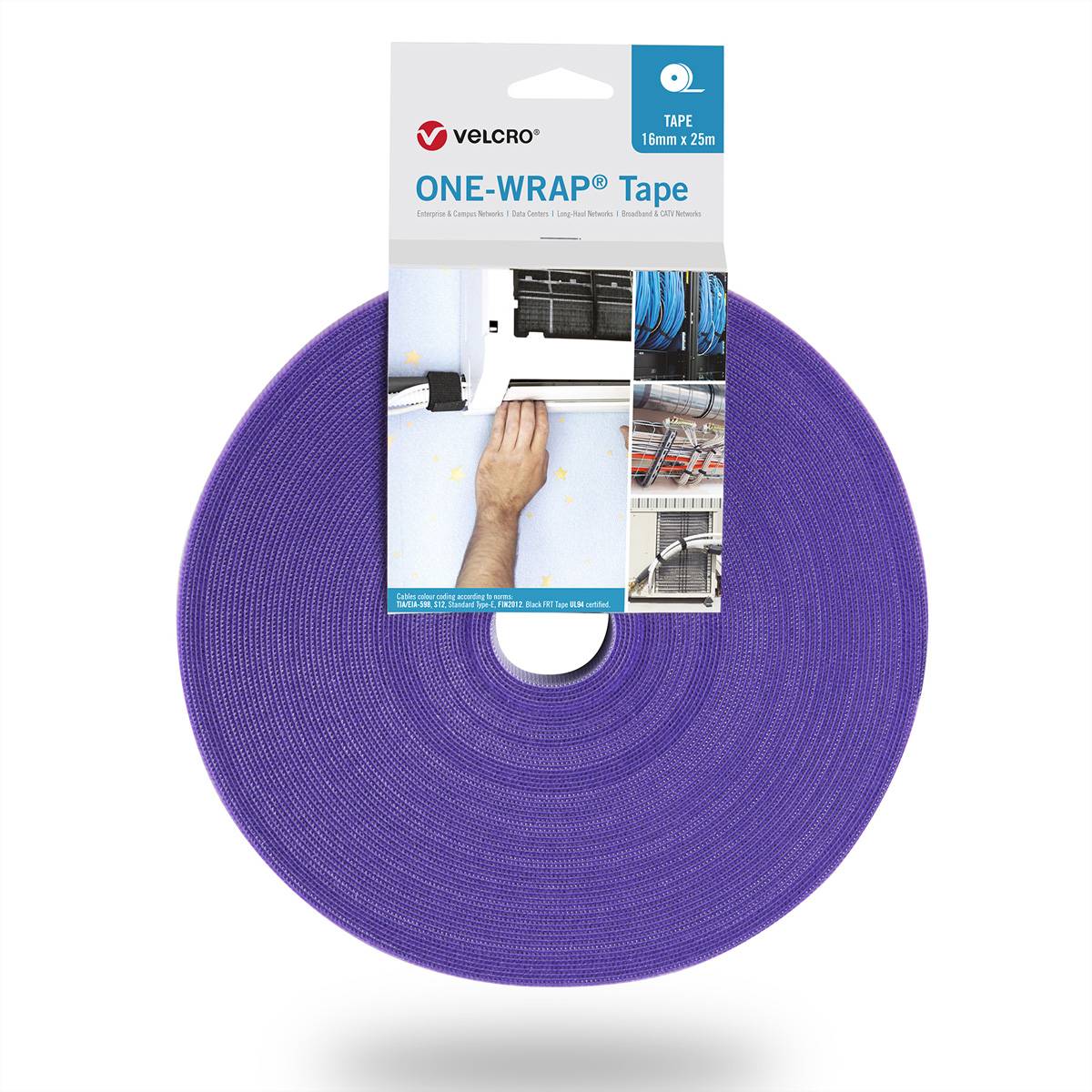 VELCRO® One Wrap® Band 20 mm breit, violett, 25 m Installation / Reinigung Kennzeichnung und