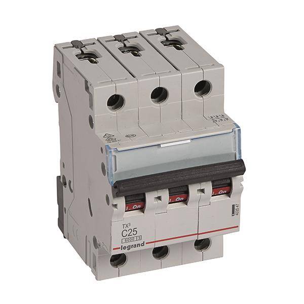 Legrand 403547 TX3 LS-Schalter C 25A 3-polig 6kA 400VAC 3TE Install.Baumaterial Reiheneinb.Inst.-Ger