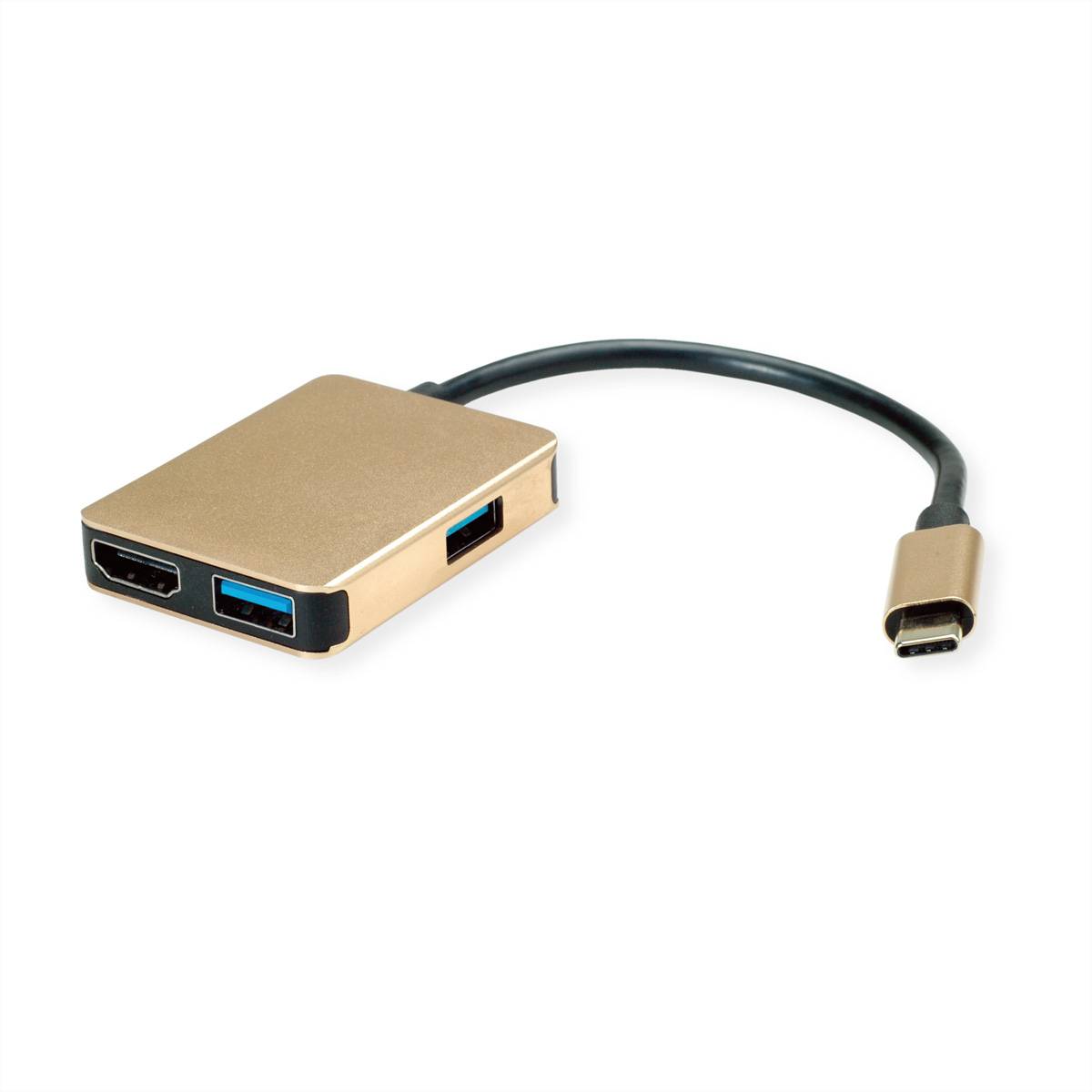 ROLINE GOLD USB Typ C Dockingstation, HDMI 4K, 2x USB 3.2 Gen 1, 1x PD Adapter, Terminatoren