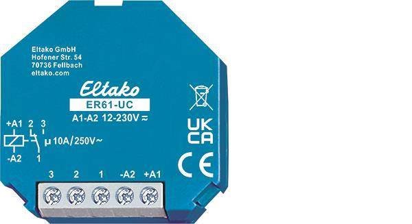 Ein blaues Eltako-Relaismodul mit der Bezeichnung „Eltako