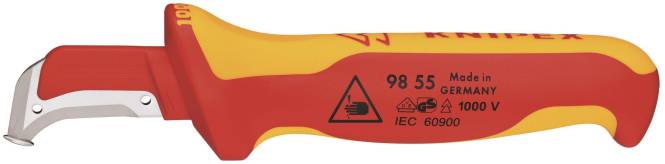 Knipex VDE-Kabelmesser 190mm 9855SB mit Gleitschutz Install.Baumaterial Werkzeug Messgeräte