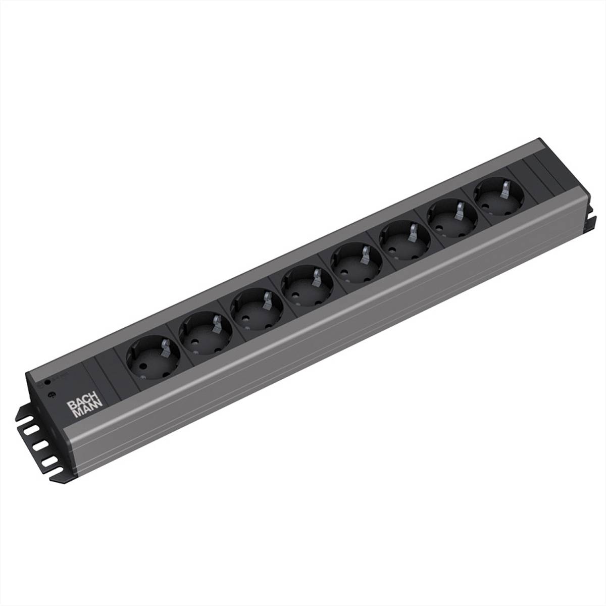 BACHMANN Handwerkerleiste 8x Schutzkontakt,19-Zoll-Rack kompatibel, 2 m Steckdosenleisten