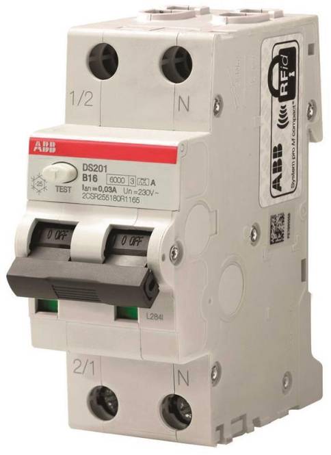 ABB FI/LS-Schalter DS201A-B16/0,03 B 2x16A-0,03A 2CSR255180R1165 Install.Baumaterial