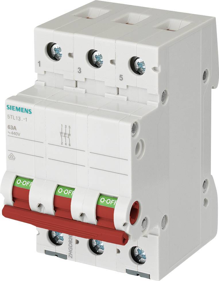 Siemens 5TL13631 Ausschalter 63A 3p m.rotem Griff Install.Baumaterial ZÃ¤hlerschr./Verteilg