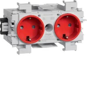 Hager Steckdose 2fach m.Wago GS20013020 frontrastend verkehrsrot Install.Baumaterial