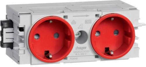 Hager Steckdose 2fach m.Wago GS20003020 ** C-Profil verkehrsrot Install.Baumaterial